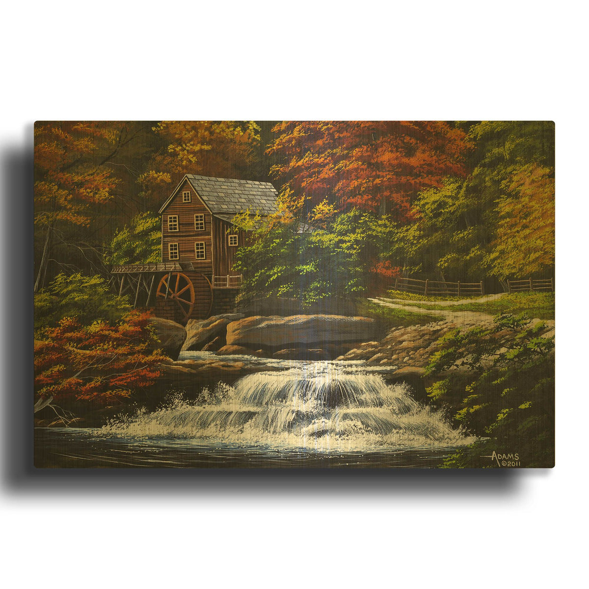 'Autumn Mill' By Gary Adams Gold Metal Wall Art