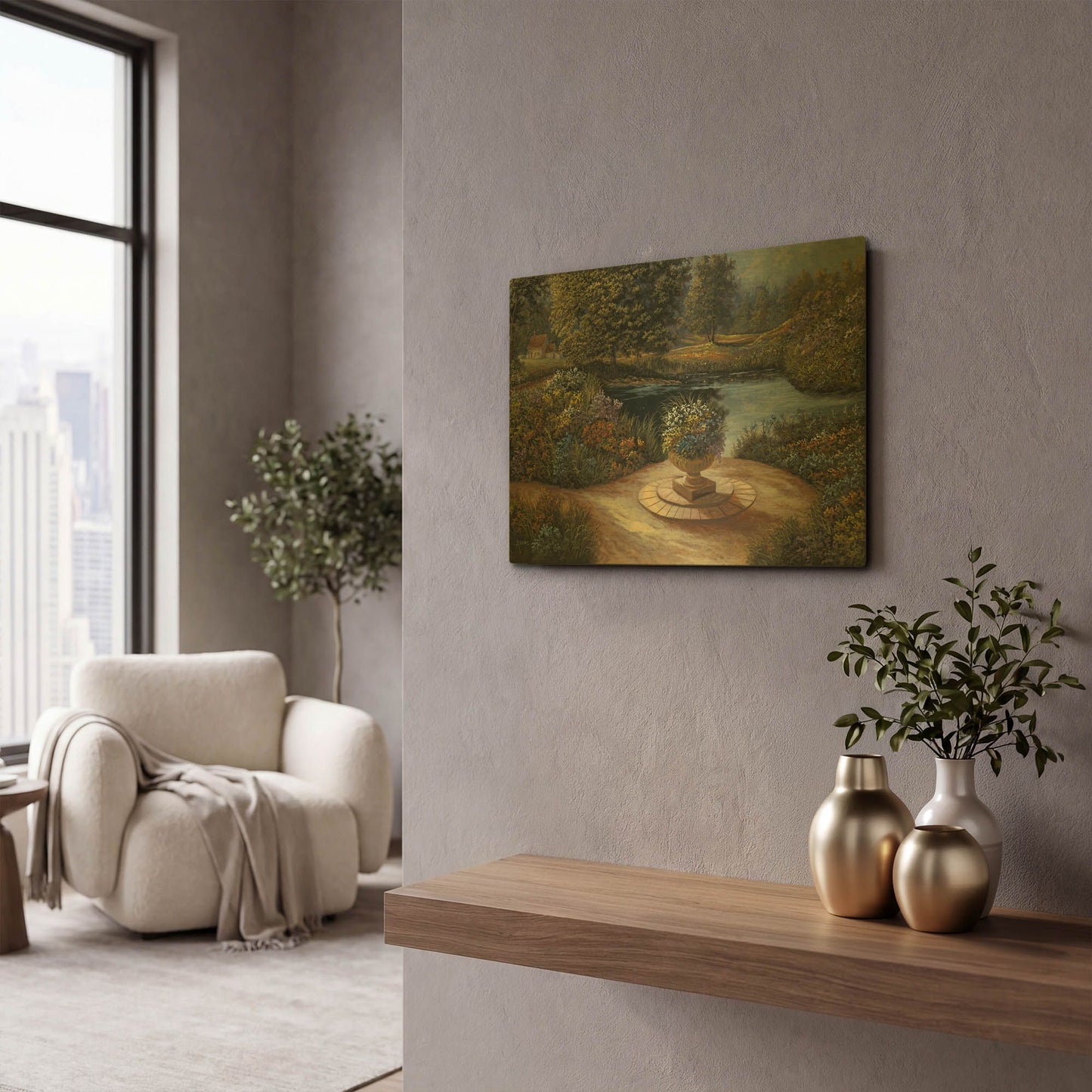 'English Garden' By Gary Adams Gold Metal Wall Art