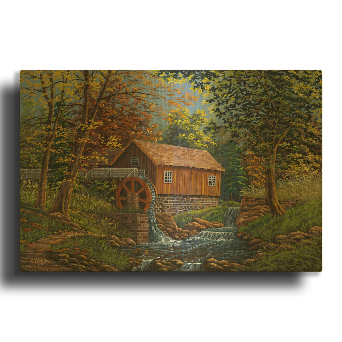 'Shady Grove Mill' By Gary Adams Gold Metal Wall Art