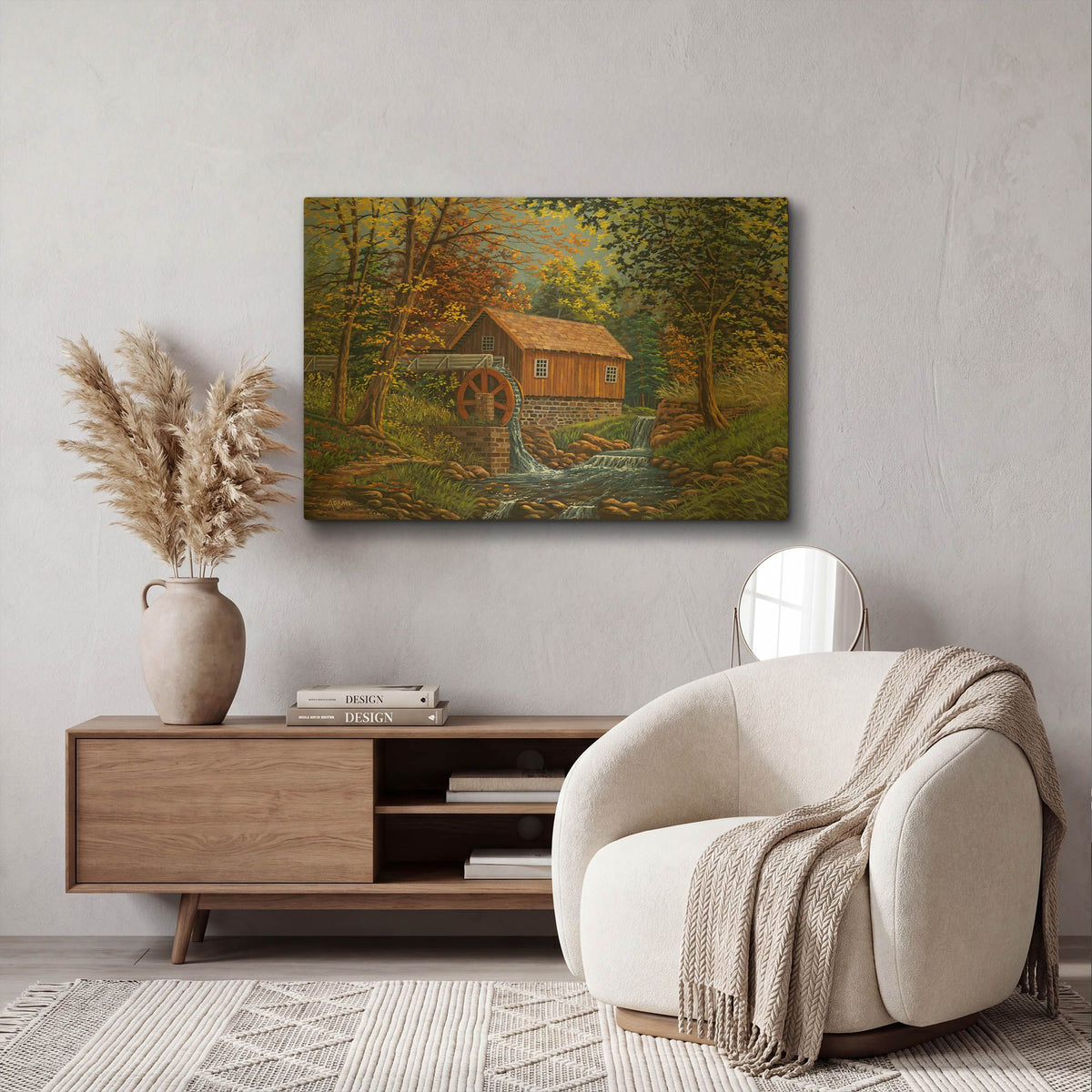 'Shady Grove Mill' By Gary Adams Gold Metal Wall Art