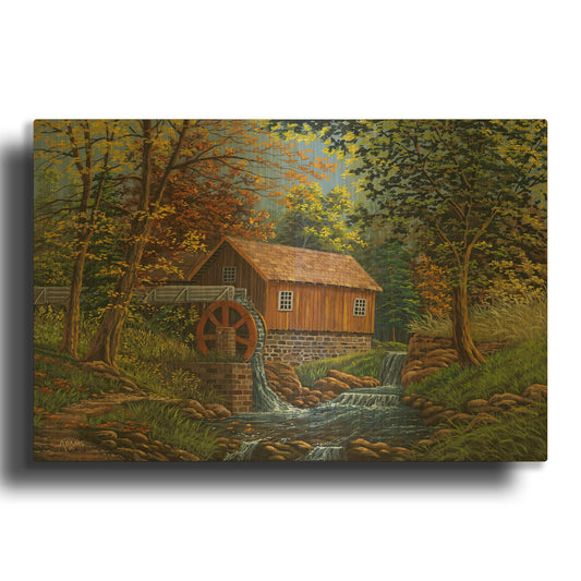 'Shady Grove Mill' By Gary Adams Gold Metal Wall Art