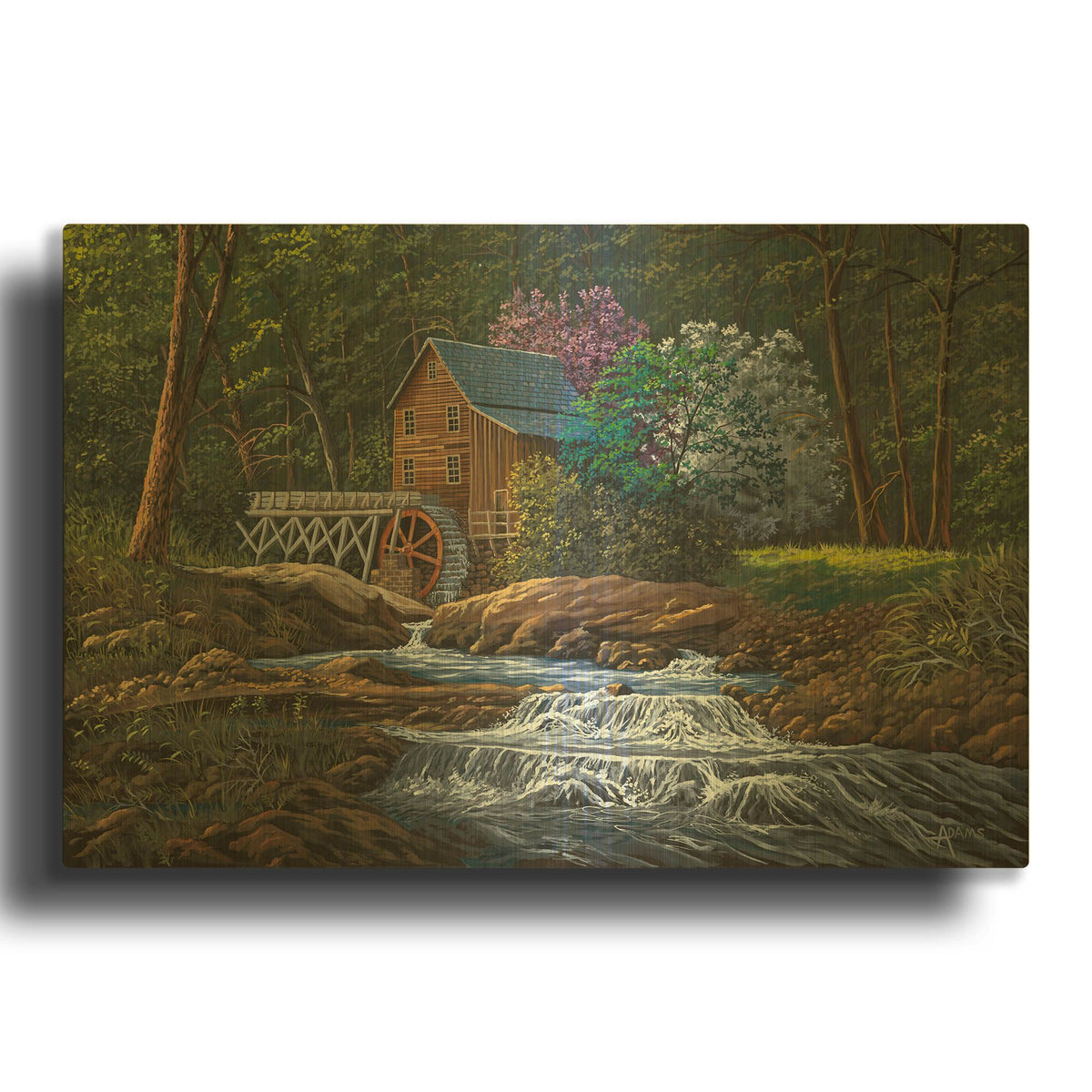 'Springtime Mill' By Gary Adams Gold Metal Wall Art