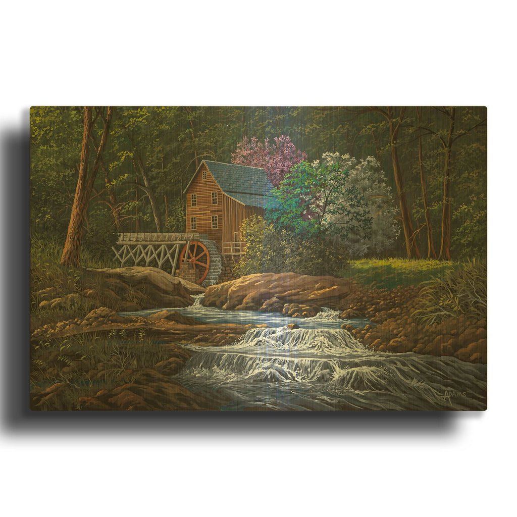 'Springtime Mill' By Gary Adams Gold Metal Wall Art