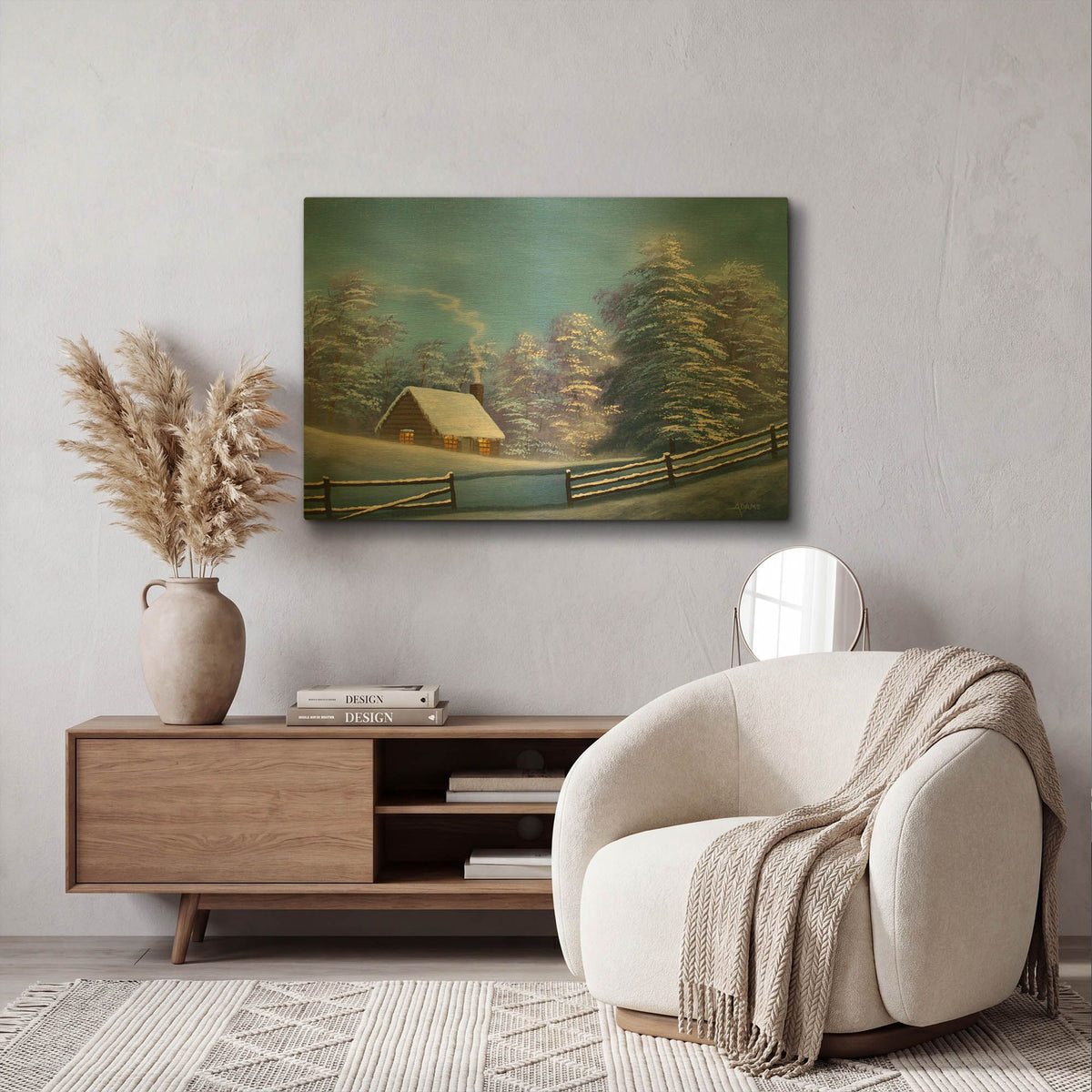 'Cozy Cabin' By Gary Adams Gold Metal Wall Art
