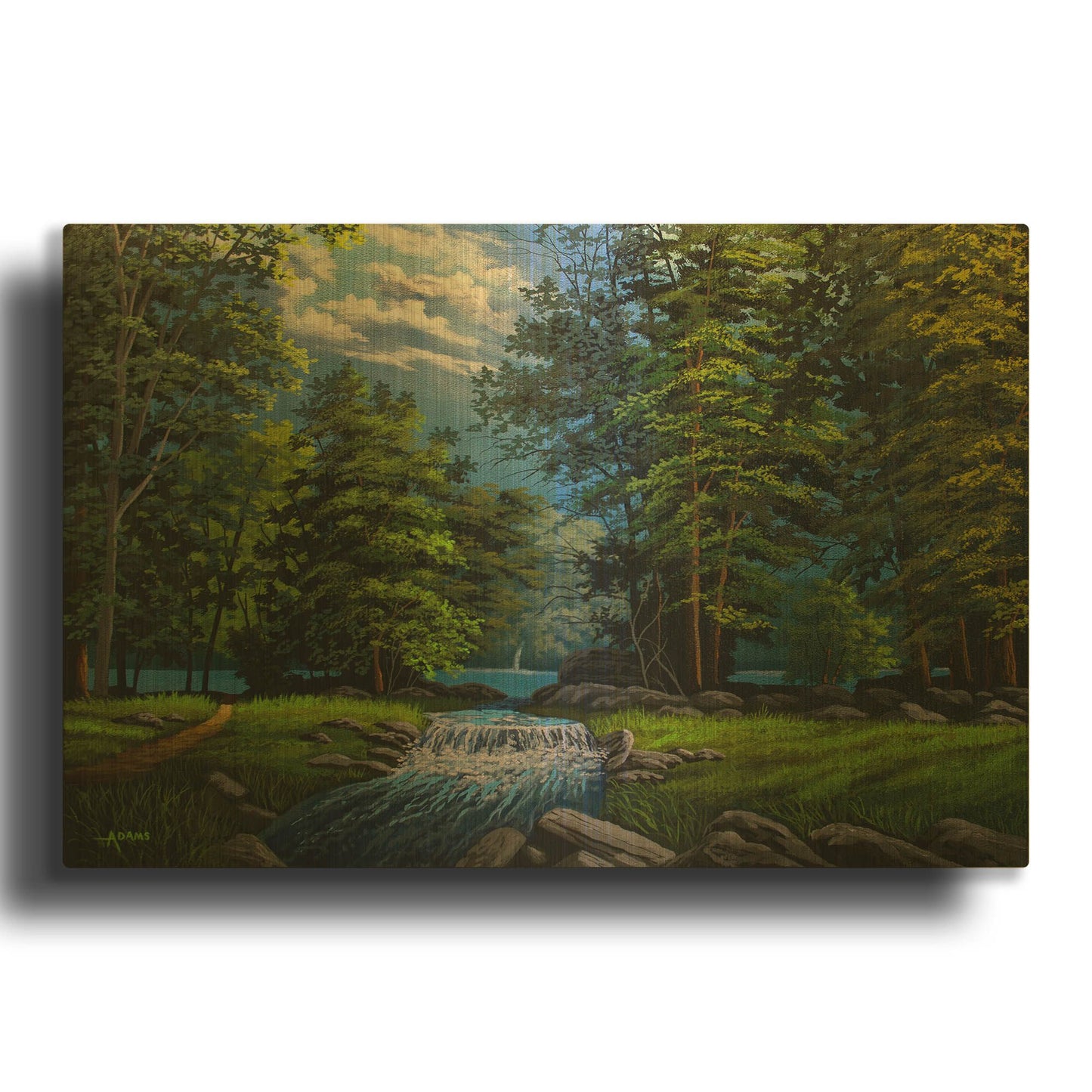 'Mountain Lake' By Gary Adams Gold Metal Wall Art