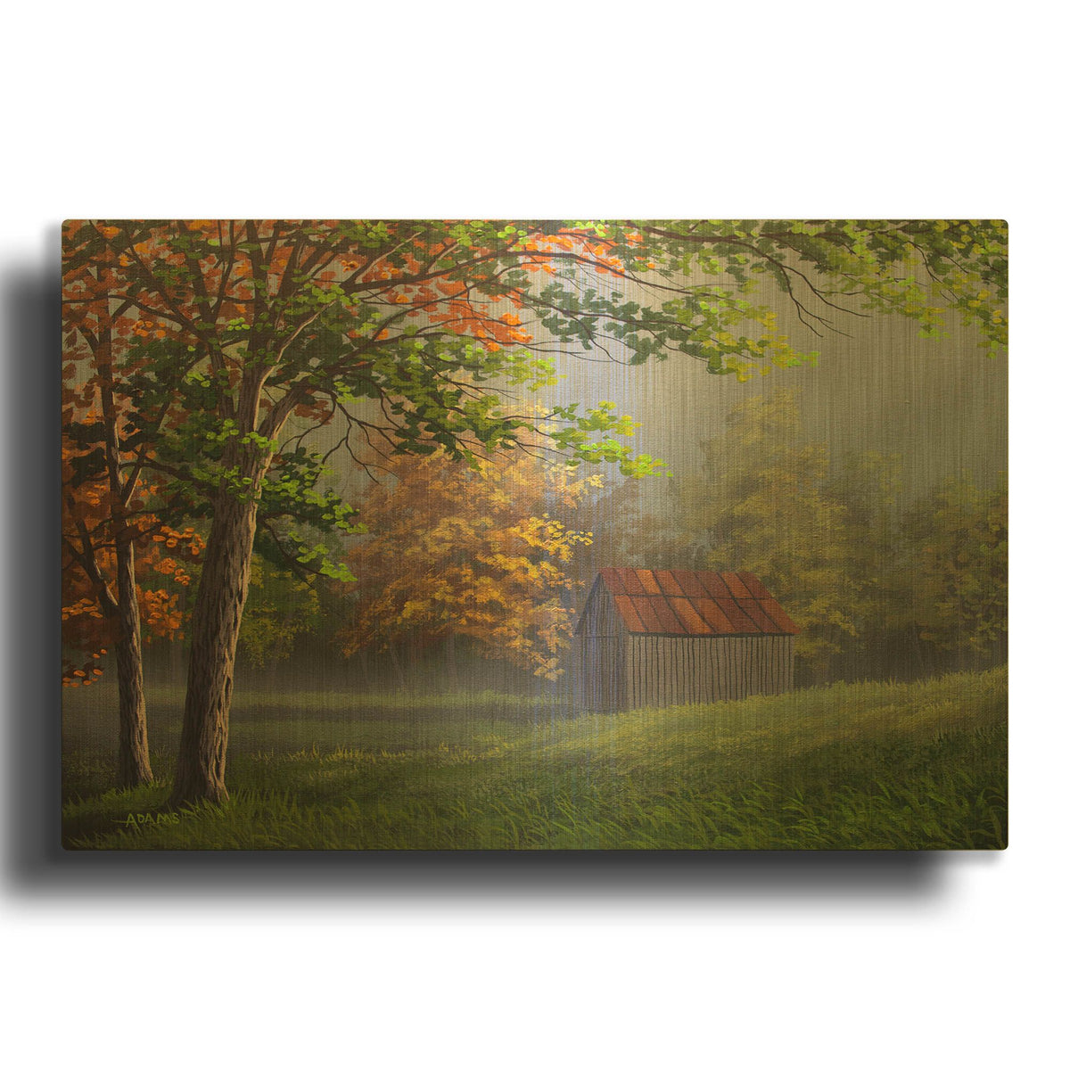 'Misty Country Morn' By Gary Adams Gold Metal Wall Art