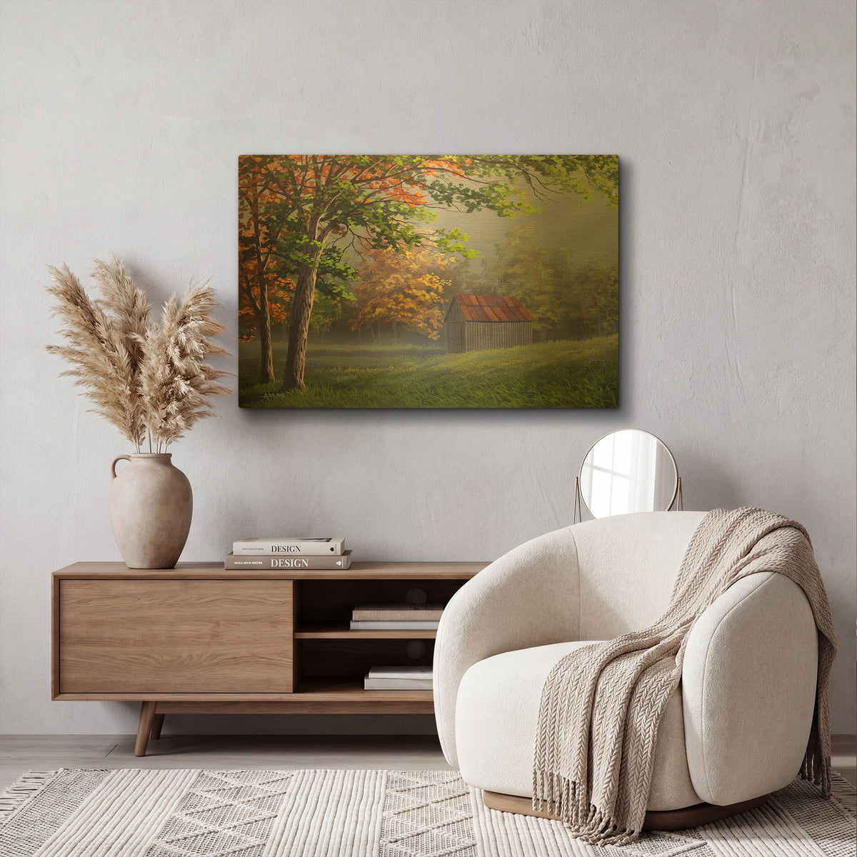 'Misty Country Morn' By Gary Adams Gold Metal Wall Art