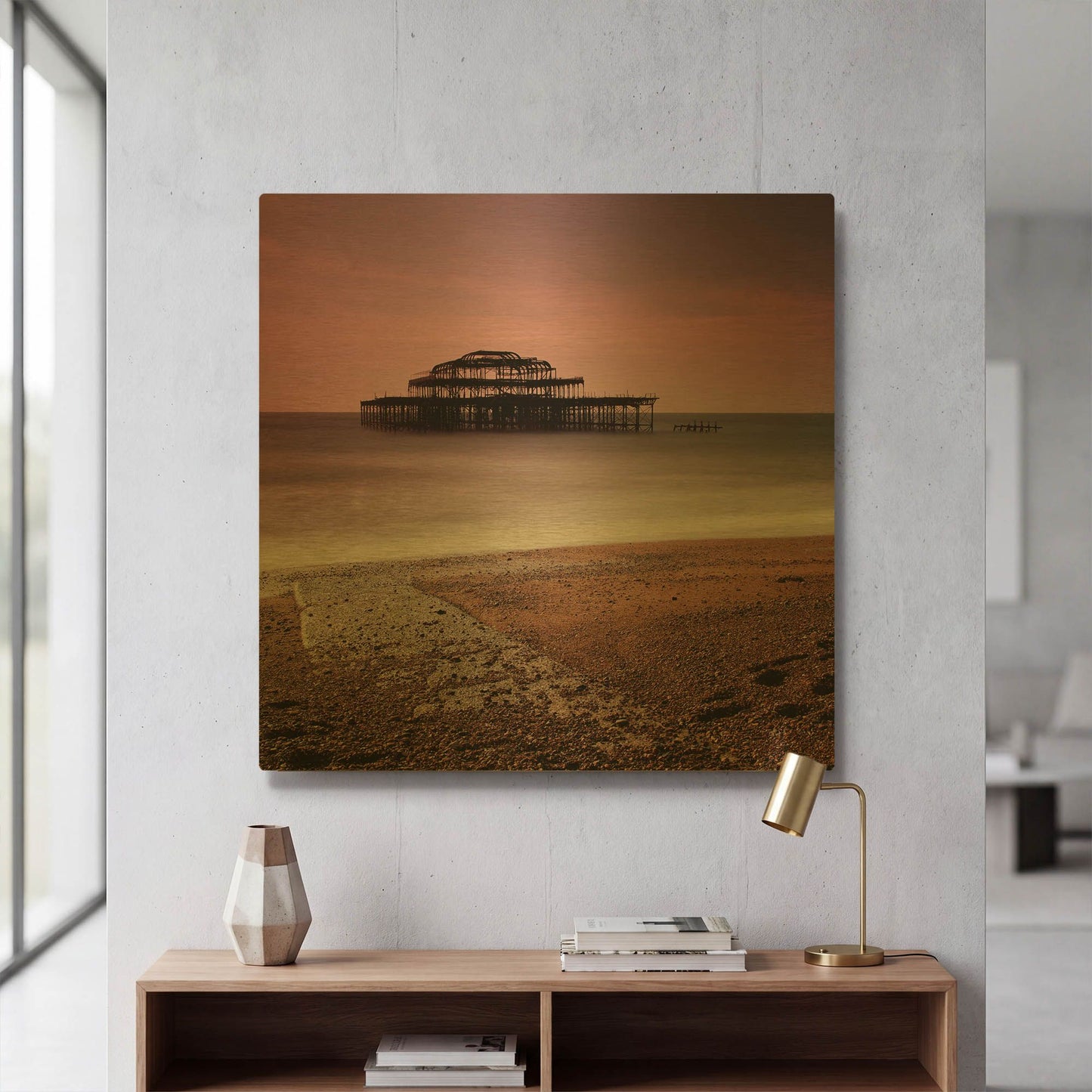 'Brighton Pier' By Nina Papiorek Gold Metal Wall Art