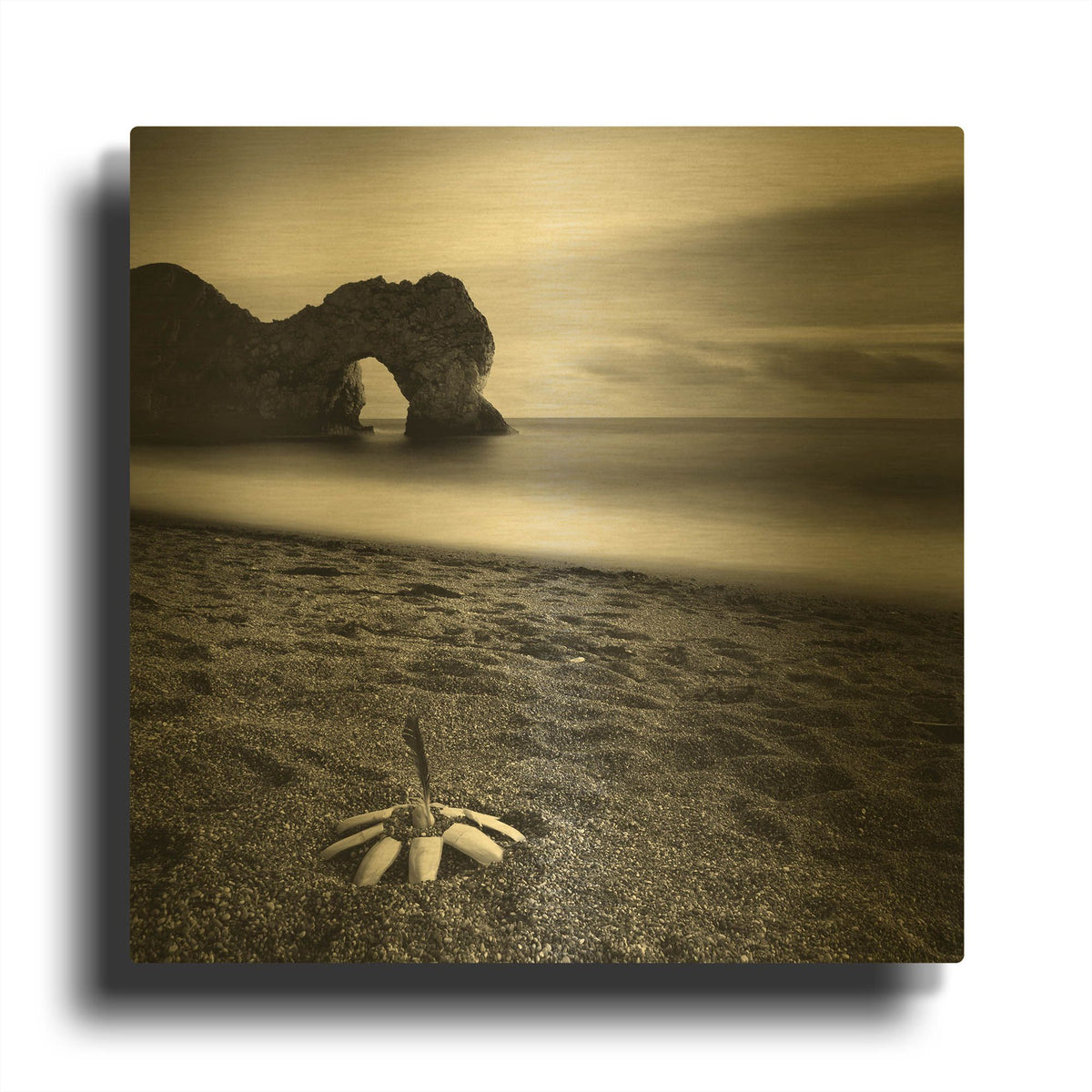 'Durdle Feather' By Nina Papiorek Gold Metal Wall Art