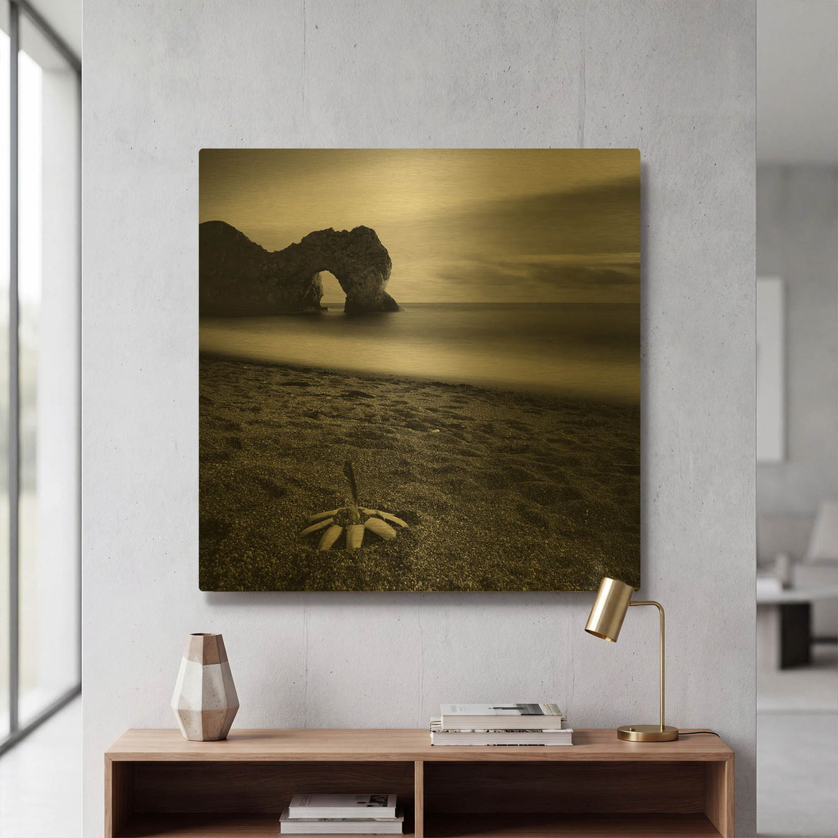 'Durdle Feather' By Nina Papiorek Gold Metal Wall Art