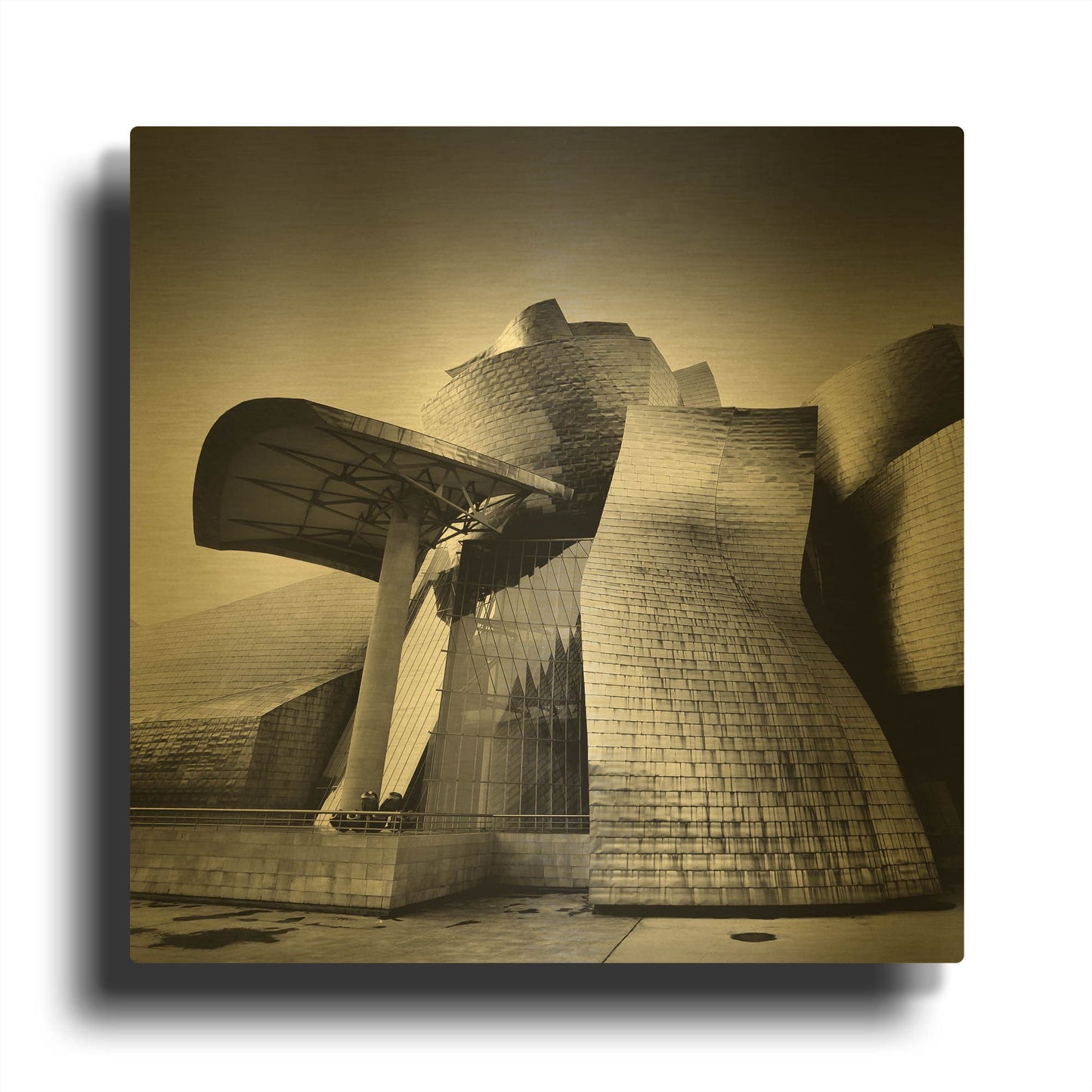 'Guggenheim Bilbao' By Nina Papiorek Gold Metal Wall Art