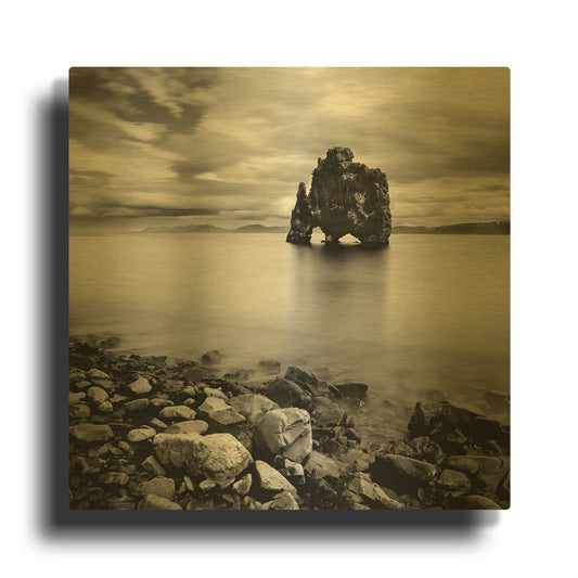 'Iceland Dinosaur' By Nina Papiorek Gold Metal Wall Art