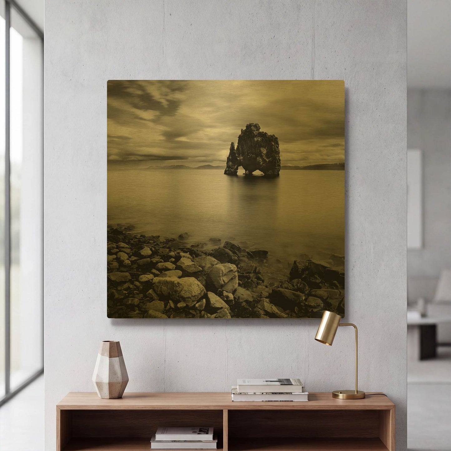 'Iceland Dinosaur' By Nina Papiorek Gold Metal Wall Art