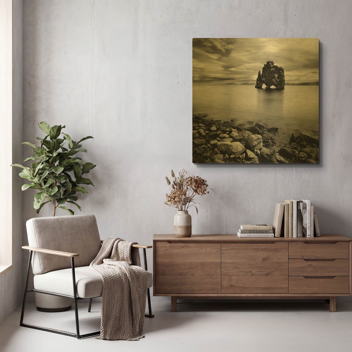 'Iceland Dinosaur' By Nina Papiorek Gold Metal Wall Art