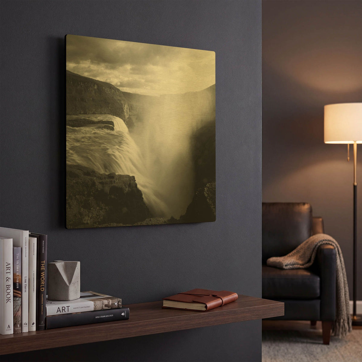 'Iceland Gullfoss' By Nina Papiorek Gold Metal Wall Art
