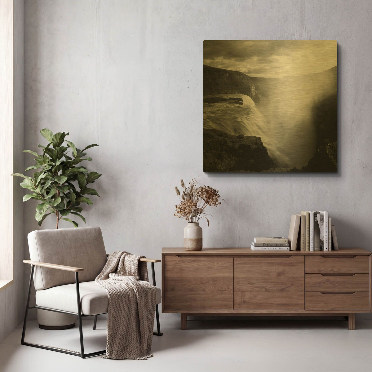 'Iceland Gullfoss' By Nina Papiorek Gold Metal Wall Art