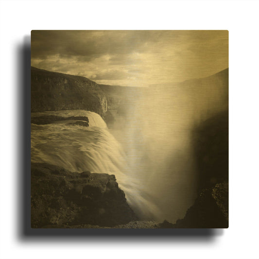 'Iceland Gullfoss' By Nina Papiorek Gold Metal Wall Art