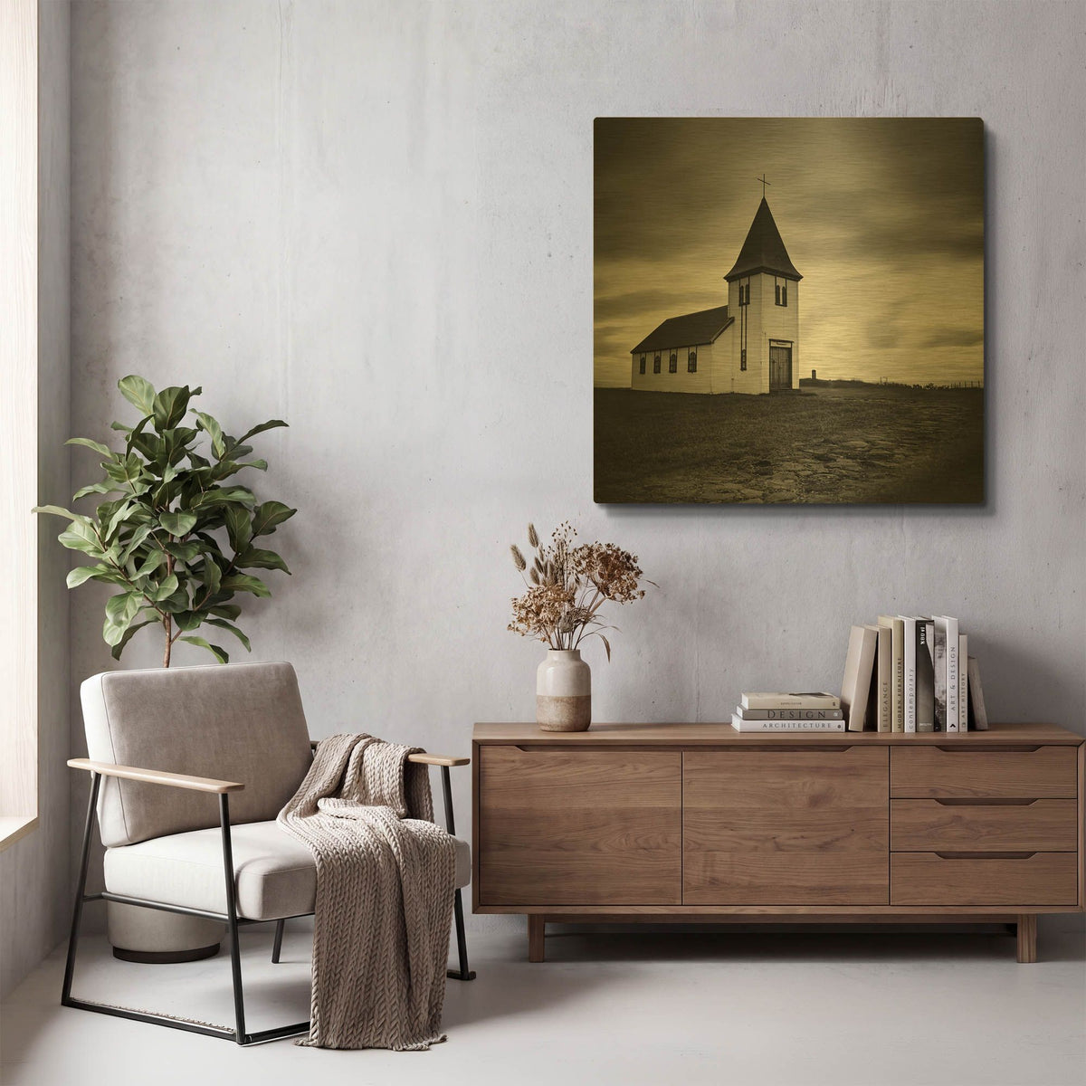 'Iceland Hellnar Church' By Nina Papiorek Gold Metal Wall Art