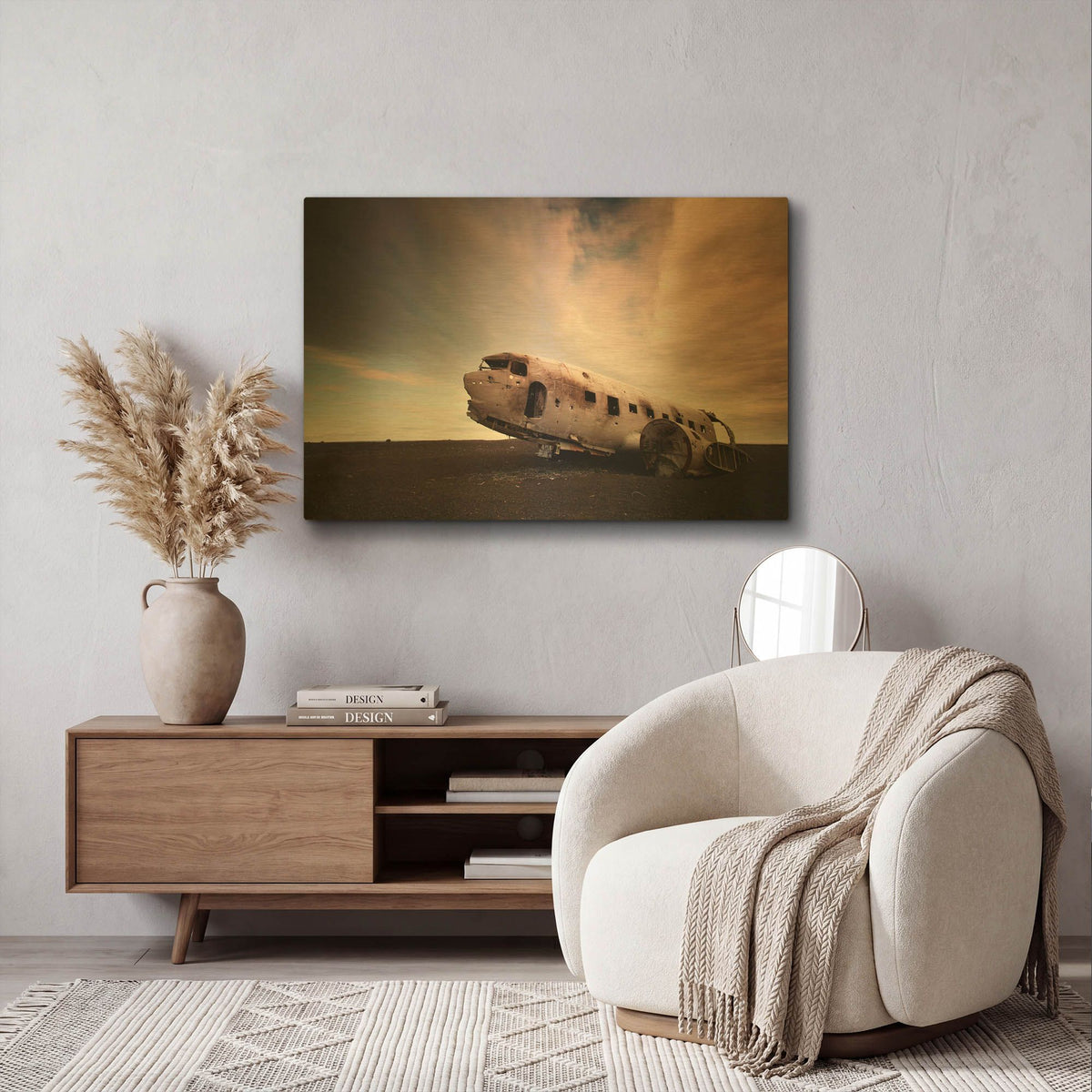 'Iceland Plane Wreck' By Nina Papiorek Gold Metal Wall Art