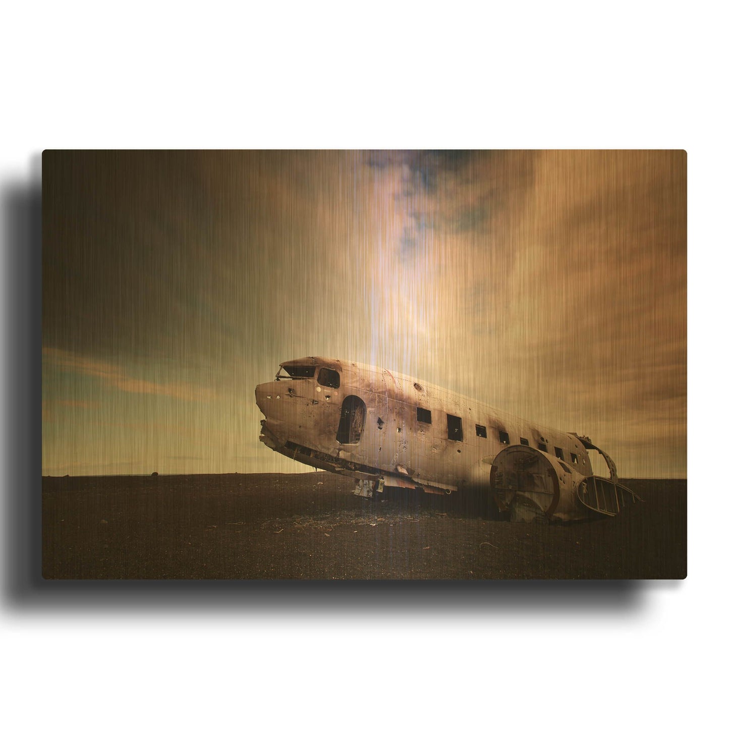 'Iceland Plane Wreck' By Nina Papiorek Gold Metal Wall Art