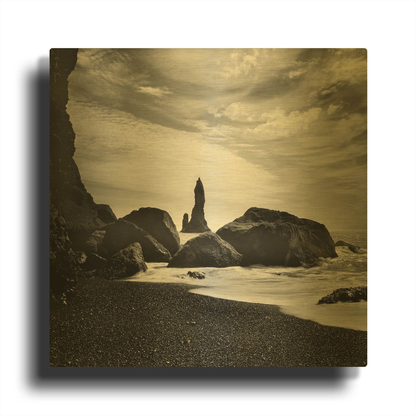 'Iceland Vik Rocks' By Nina Papiorek Gold Metal Wall Art