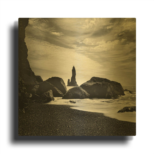 'Iceland Vik Rocks' By Nina Papiorek Gold Metal Wall Art