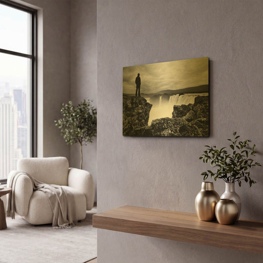 'Iceland Waterfall' By Nina Papiorek Gold Metal Wall Art