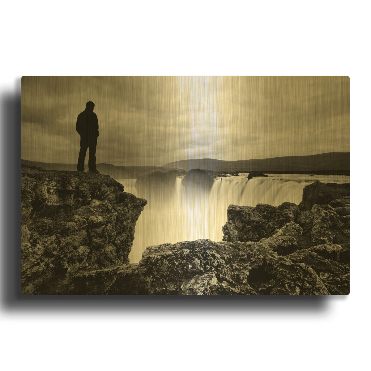 'Iceland Waterfall' By Nina Papiorek Gold Metal Wall Art