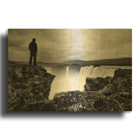 'Iceland Waterfall' By Nina Papiorek Gold Metal Wall Art