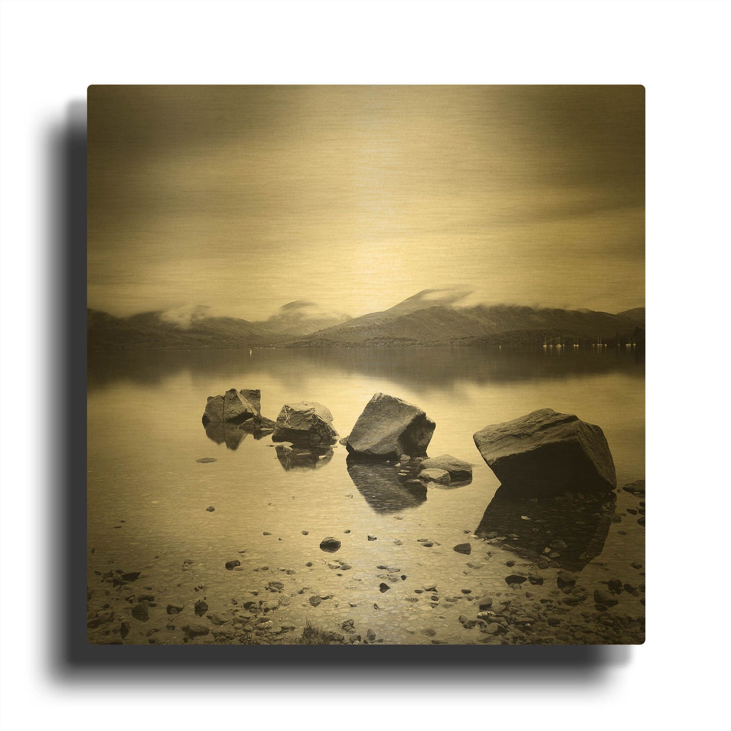 'Lomond Rocks' By Nina Papiorek Gold Metal Wall Art