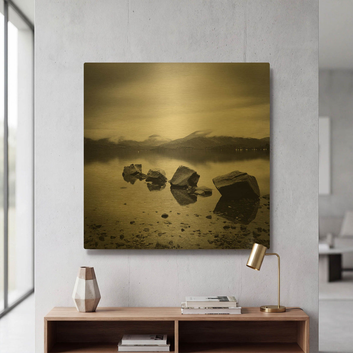 'Lomond Rocks' By Nina Papiorek Gold Metal Wall Art