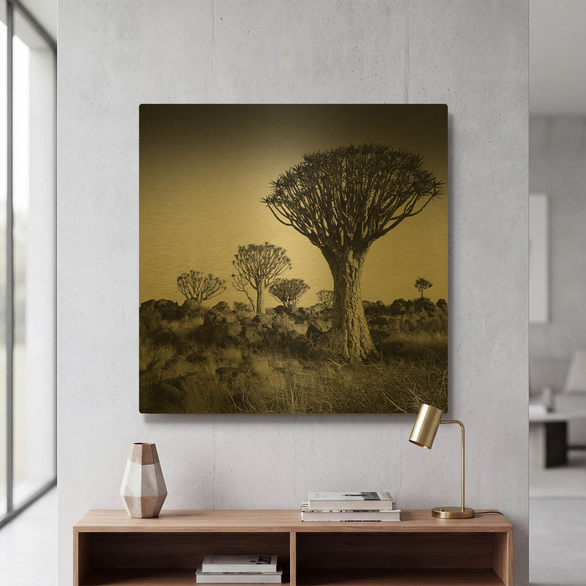 'Namibia Quiver Trees' By Nina Papiorek Gold Metal Wall Art