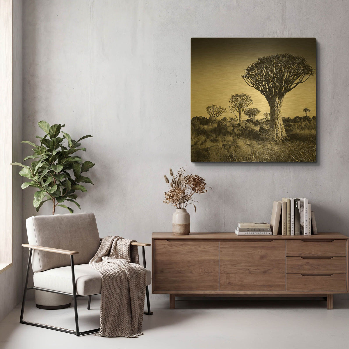 'Namibia Quiver Trees' By Nina Papiorek Gold Metal Wall Art