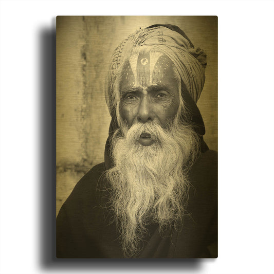 'Nepal Saddhu II' By Nina Papiorek Gold Metal Wall Art