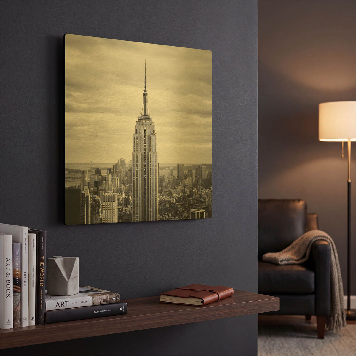 'NYC Empire' By Nina Papiorek Gold Metal Wall Art