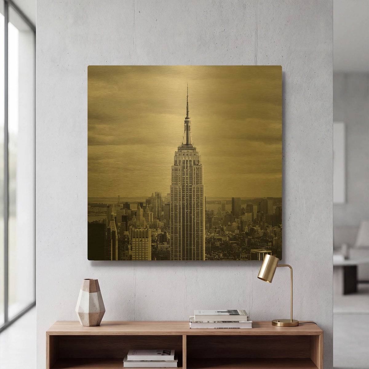 'NYC Empire' By Nina Papiorek Gold Metal Wall Art