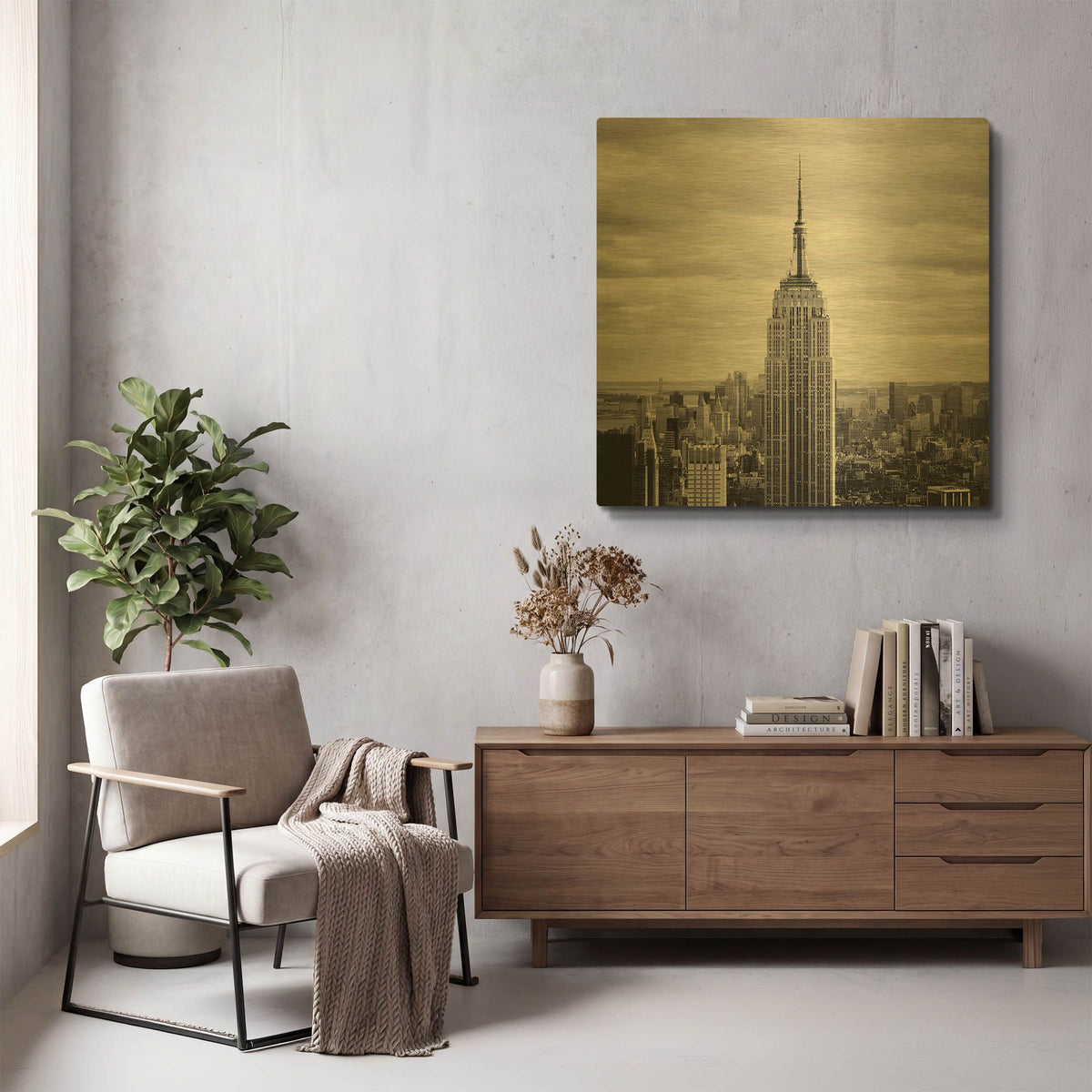 'NYC Empire' By Nina Papiorek Gold Metal Wall Art