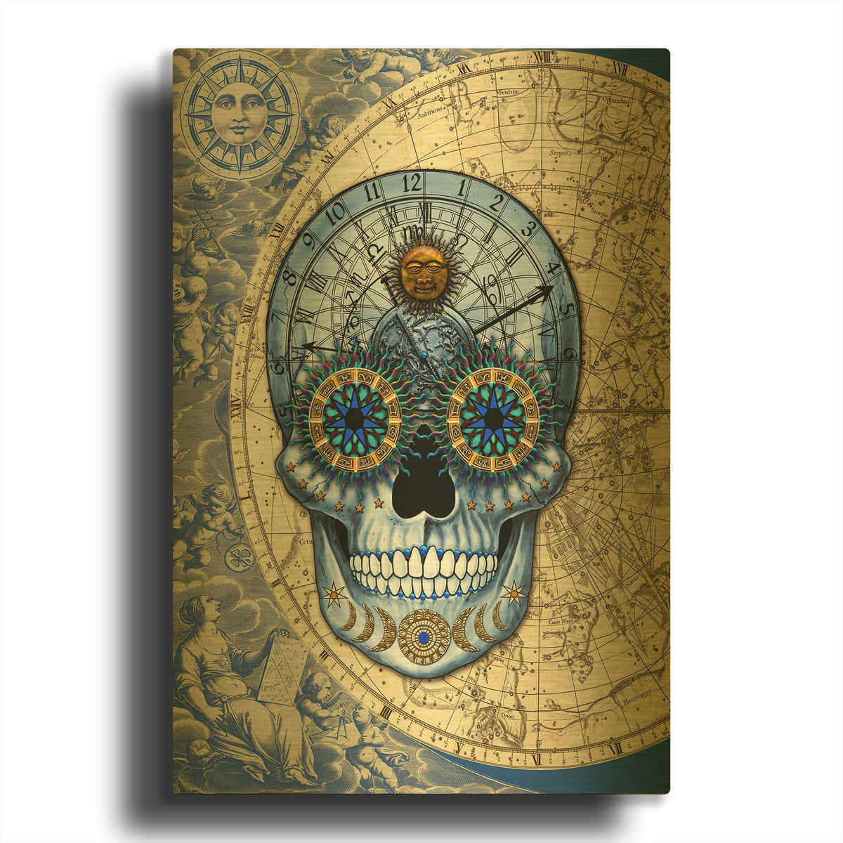 'Astrologiskull' By Fusion Idol Arts Gold Metal Wall Art