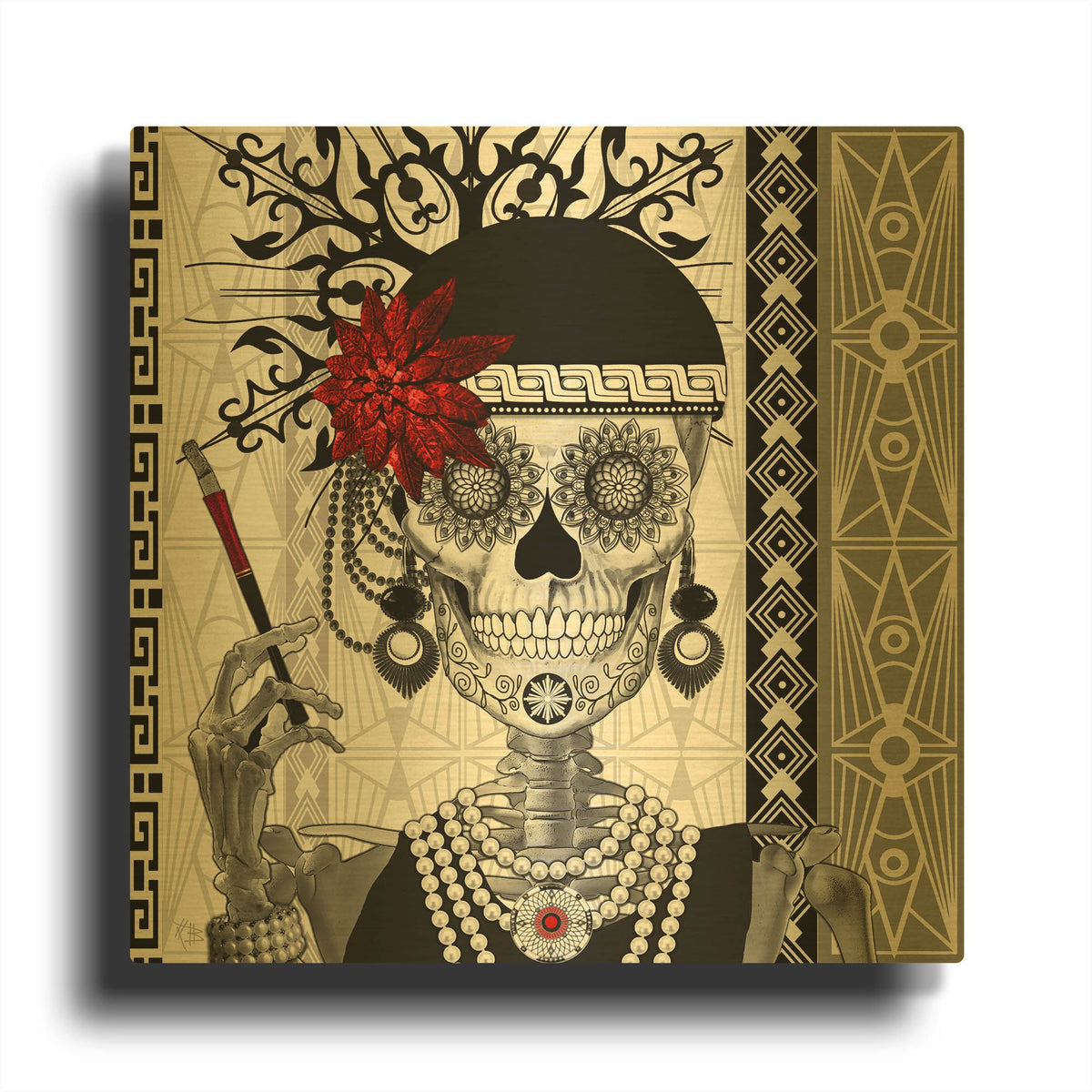 'Mrs Gloria Vanderbone' By Fusion Idol Arts Gold Metal Wall Art