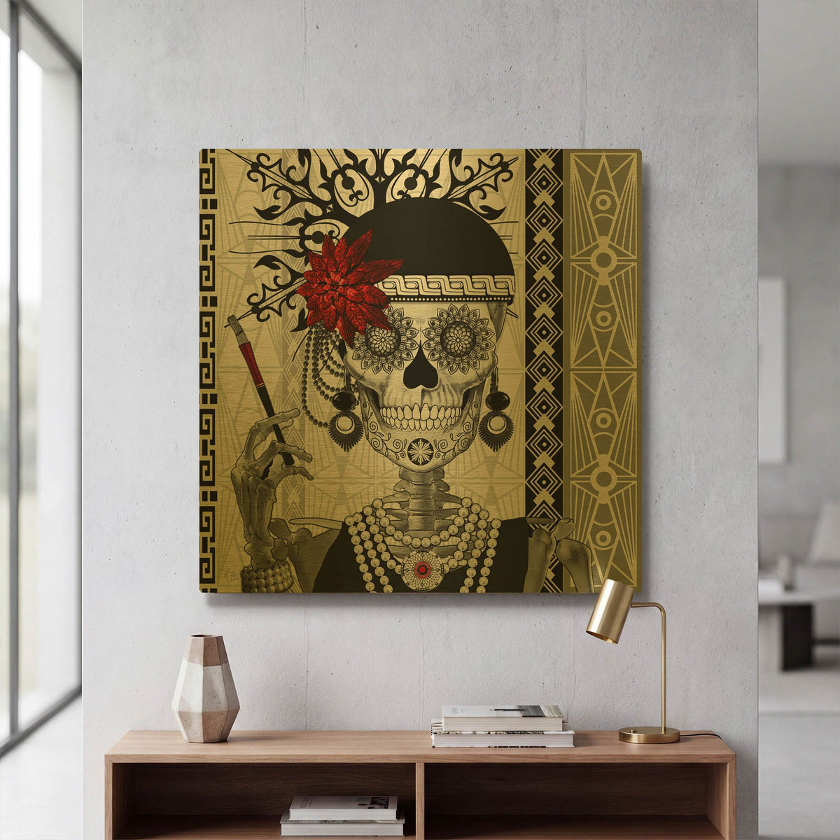 'Mrs Gloria Vanderbone' By Fusion Idol Arts Gold Metal Wall Art