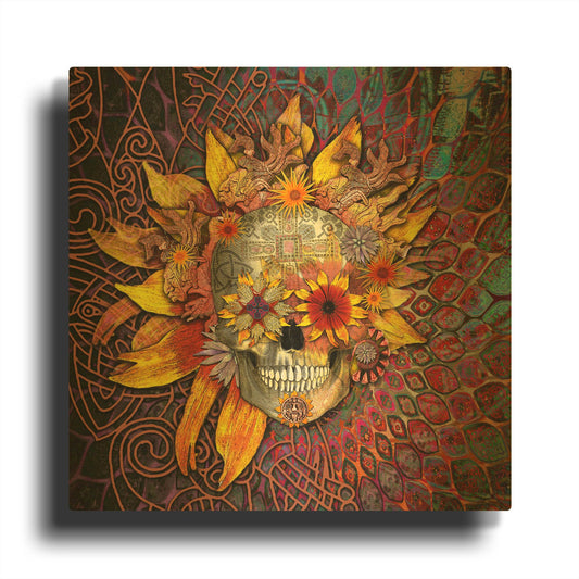 'Origins Botaniskull' By Fusion Idol Arts Gold Metal Wall Art