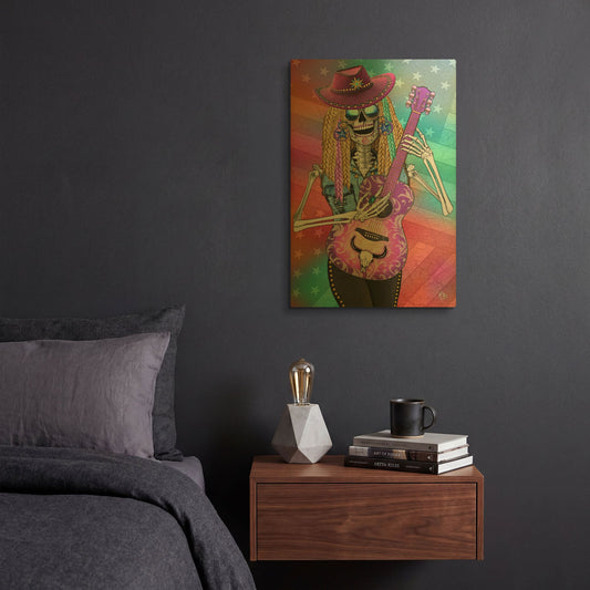 'Scary Underwood Country Girl Sugar Skull' By Fusion Idol Arts Gold Metal Wall Art