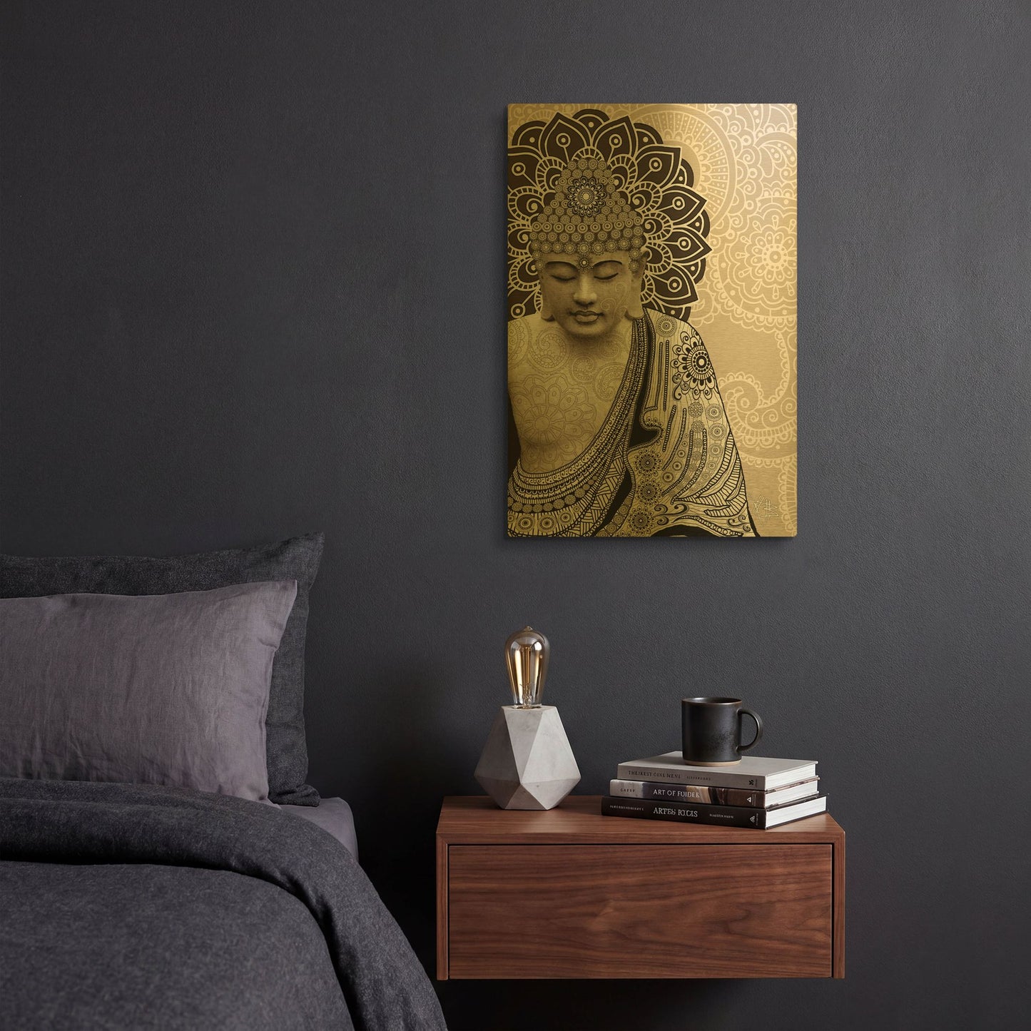 'Meditation Mehndi' By Fusion Idol Arts Gold Metal Wall Art