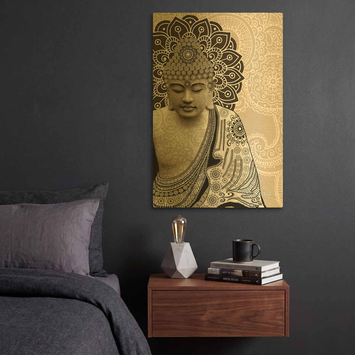 'Meditation Mehndi' By Fusion Idol Arts Gold Metal Wall Art