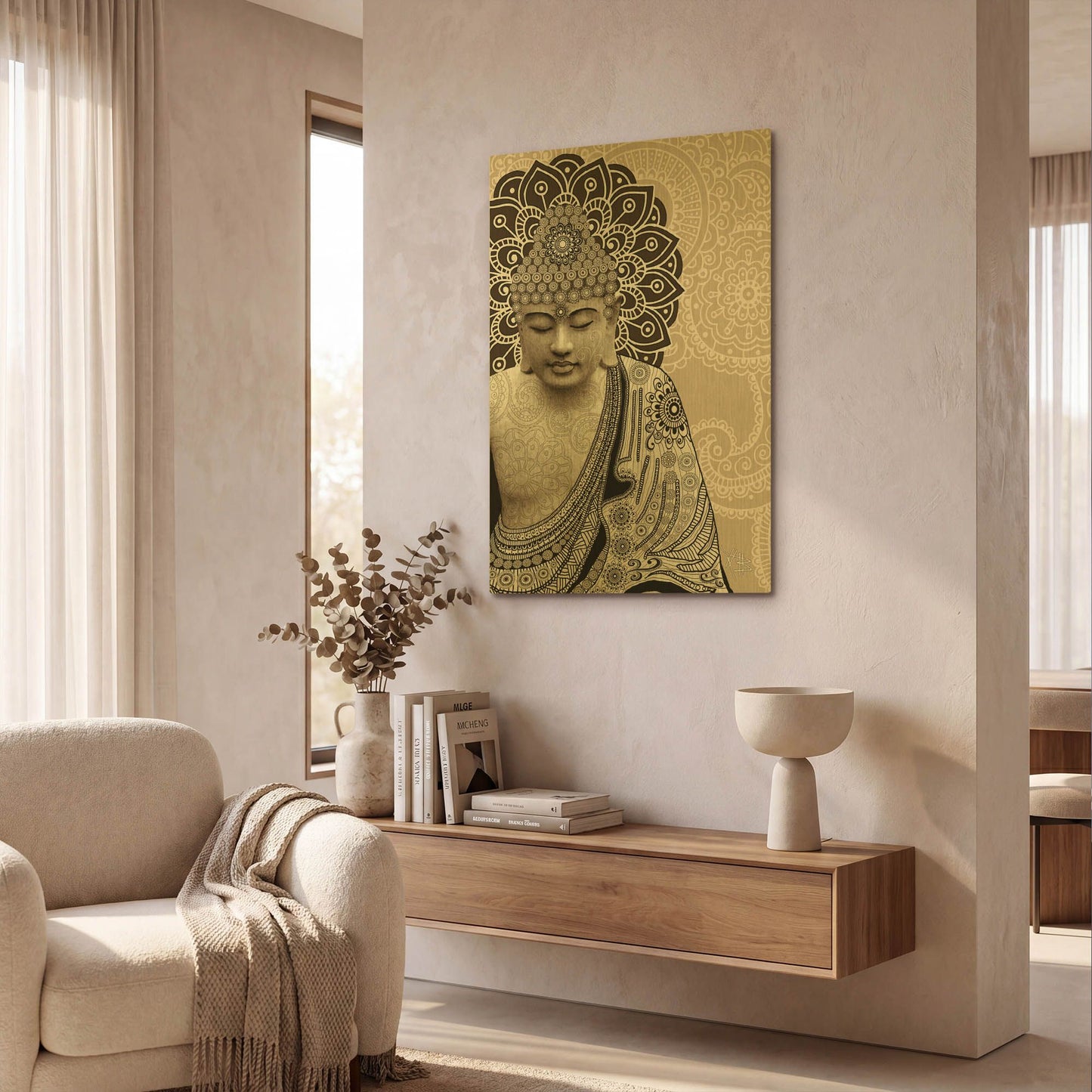 'Meditation Mehndi' By Fusion Idol Arts Gold Metal Wall Art