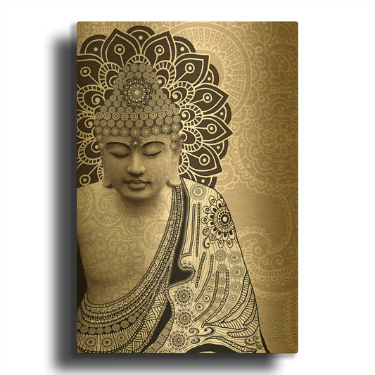'Meditation Mehndi' By Fusion Idol Arts Gold Metal Wall Art