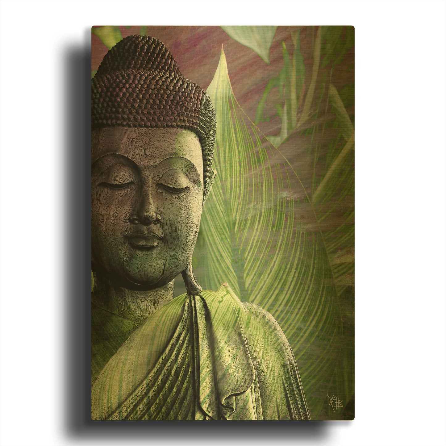 'Meditation Vegetation' By Fusion Idol Arts Gold Metal Wall Art