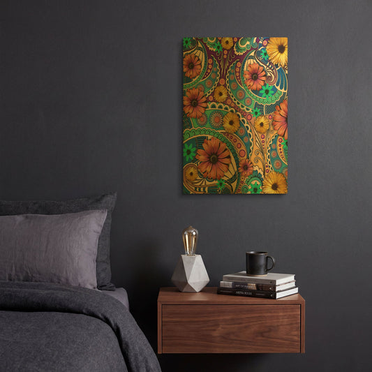 'Petals and Paisley' By Fusion Idol Arts Gold Metal Wall Art