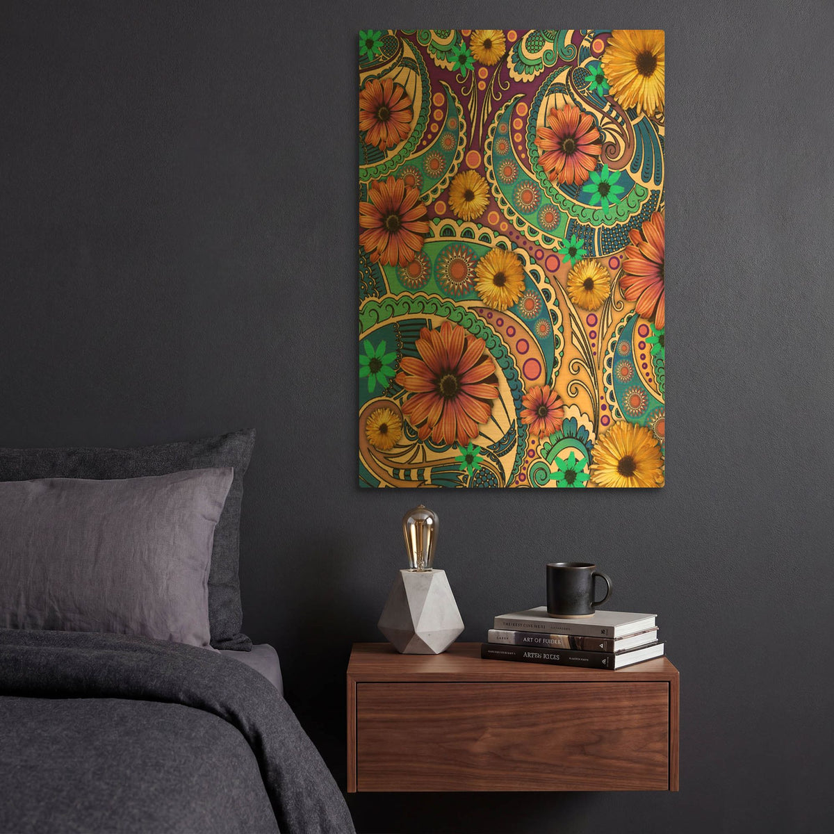 'Petals and Paisley' By Fusion Idol Arts Gold Metal Wall Art