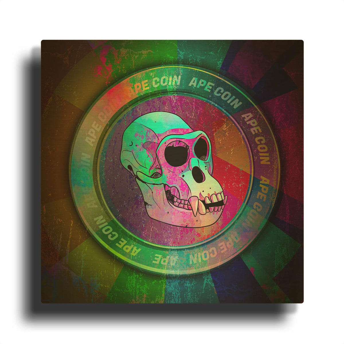 'Ape Crypto Coin' By Epic Portfolio Gold Metal Wall Art